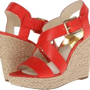 Micheal Kors Giovannia Wedge Mandarin Women Platflorm Open Sandals Shoes